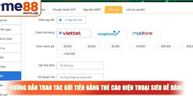 Hướng dẫn thao tác gửi tiền bằng thẻ cào điện thoại siêu dễ dàng